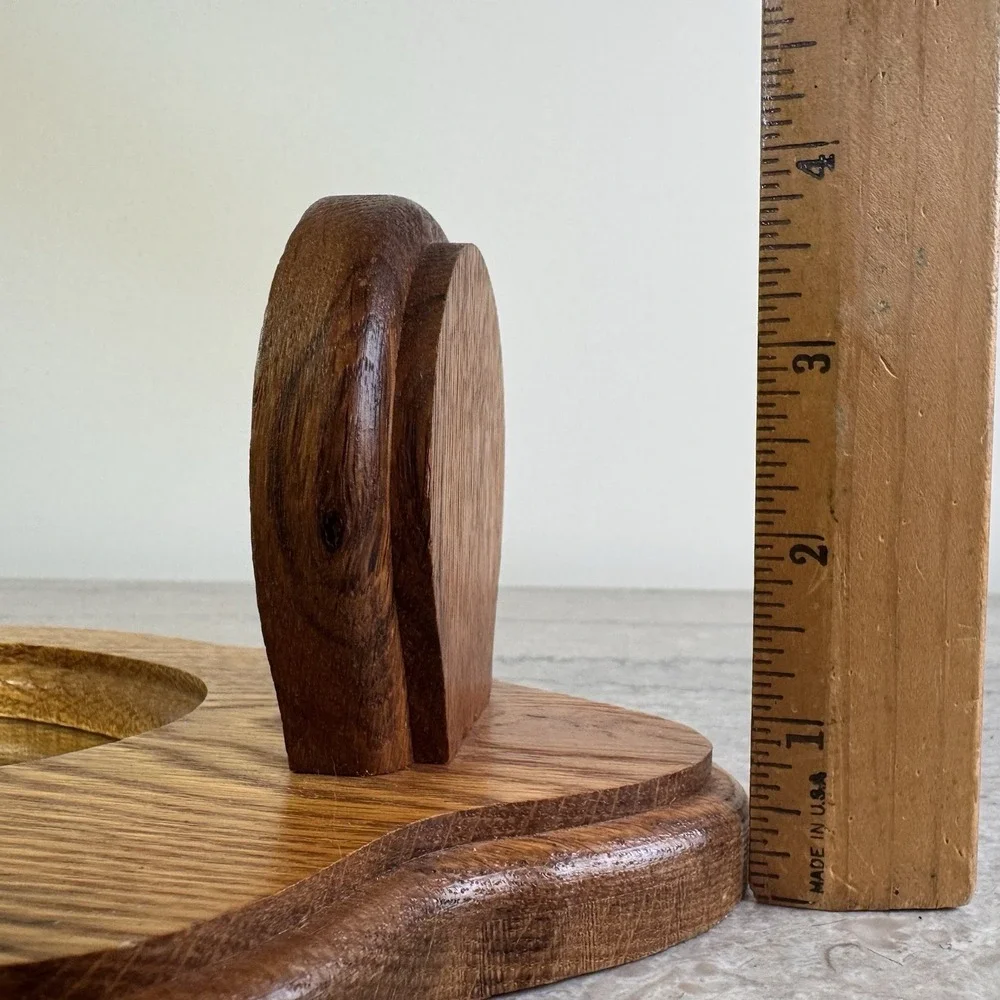 Vtg Oak Wall Mirror Shelf Oval Wood Entryway Bathroom Farmhouse Decor Handmade